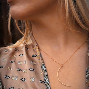 Crescent Moon Necklace | Cable Chain | Dainty Moon | 14k Gold Filled | 14k Rose Gold Filled