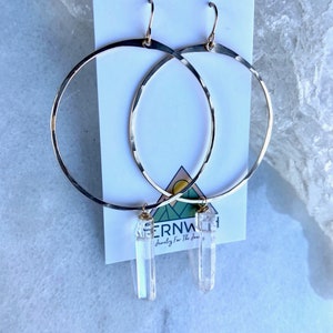 Large Crystal Hoops, Big Hoops, Crystal Earrings, Crystal Hoops, Quartz Hoops, 14k Gold Filled, Sterling Silver, 14k Rose Gold Filled