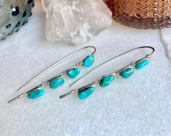 Turquoise Threaders | Turquoise Earrings | Sterling Silver | 14k Gold Fill