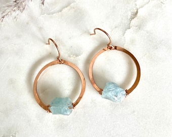 Aquamarin Creolen | 14k Gold füllen | Sterling Silber | 14k Roségold Fill
