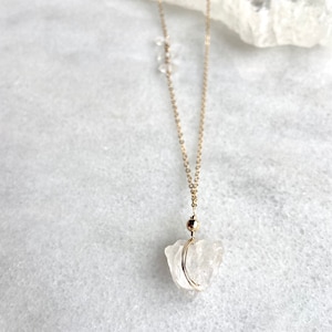 Kwarts steen ketting | Ruwe kwarts| Diamantgeslepen | 14k Gold Fill | Sterling Zilver | 14k Rose Gold Vulling