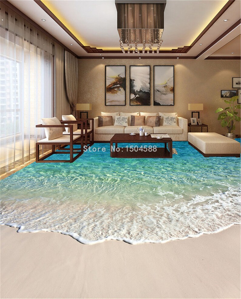 Custom Selfadhesive Floor Mural Photo Wallpaper 3D Seawater Etsy UK