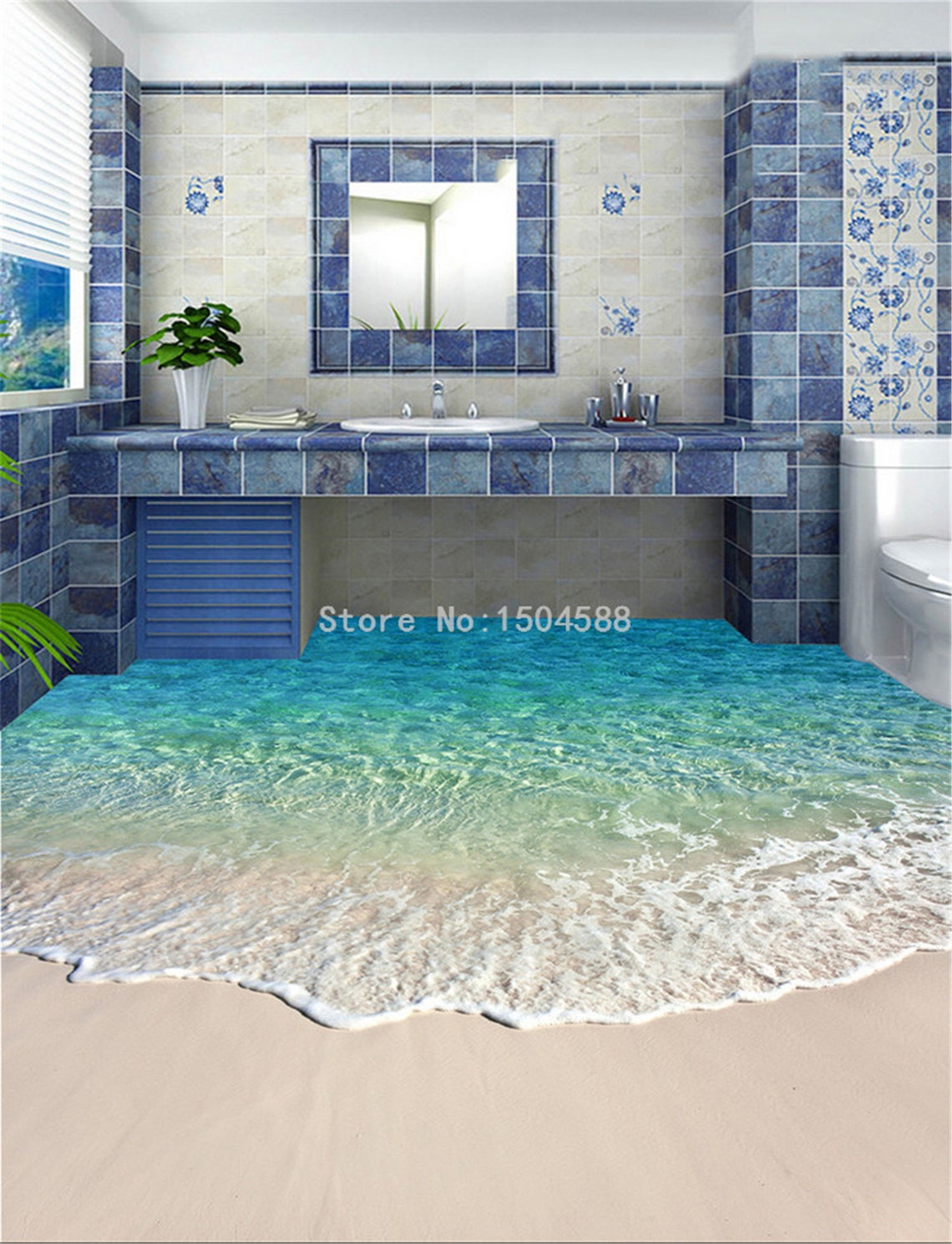 Custom Selfadhesive Floor Mural Photo Wallpaper 3D Seawater Etsy UK