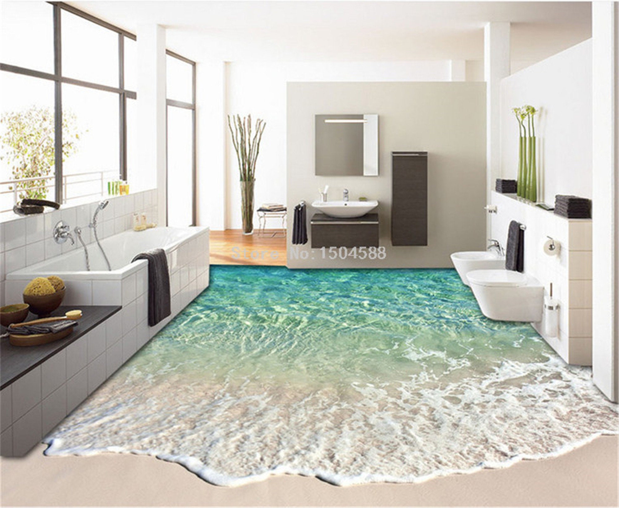 Custom Selfadhesive Floor Mural Photo Wallpaper 3D Seawater Etsy UK