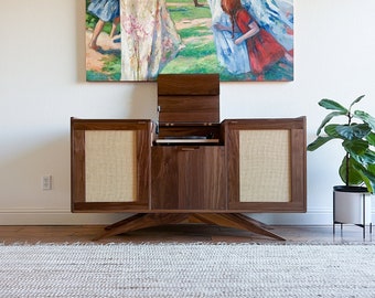 The Monroe | Solid Wood | Mid-Century Modern Record Console