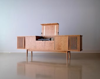 El Fitzgerald / Mueble de lujo para tocadiscos / Fabricado a medida en madera maciza / Hecho a mano en EE. UU.
