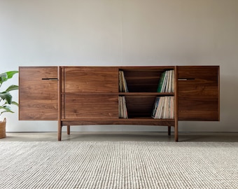 The Steinbeck | Solid Wood | Mid-Century Modern Record Storage Console