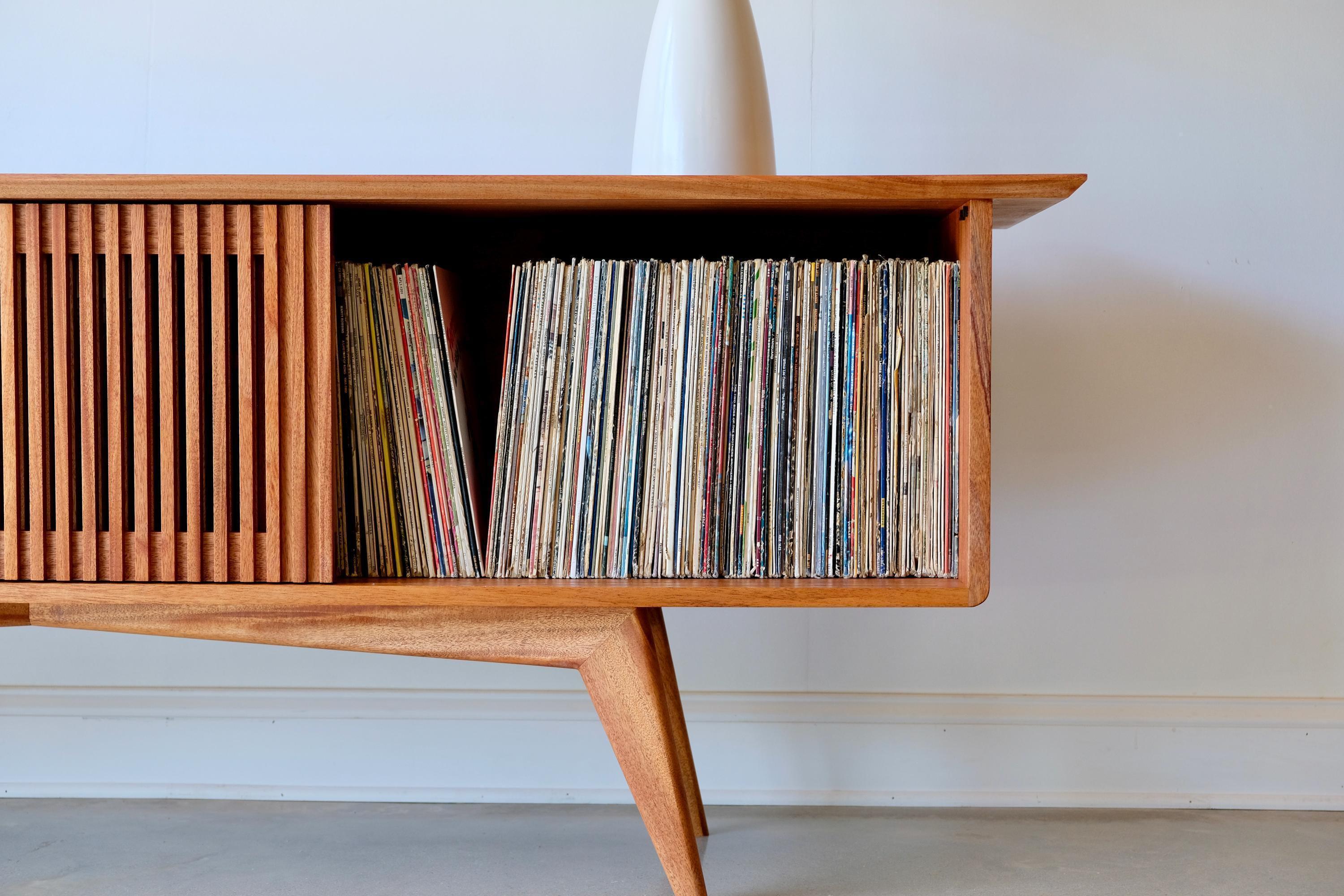 The Louvre | Mid-century Modern Media Console | Solid Wood Record