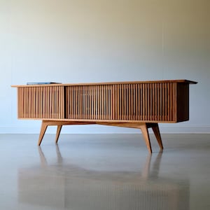 Handmade Custom Built Solid Wood Vinyl Record Storage Media Console, Luxury Vinyl Record Media Cabinet, Heirloom Quality, The Louvre