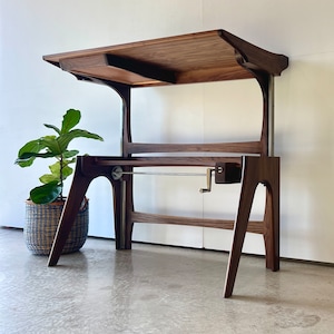 The Everyday Desk | Solid Walnut | Hand-powered Mid-Century Modern Sit/Stand Desk