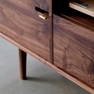 Solid Wood Record Console – Mid Century Modern Media Cabinet, Vinyl Storage, "The Kathryn" image 5