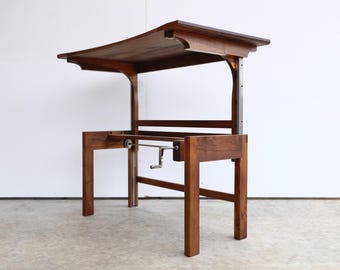 Custom Solid Wood Adjustable Desk – Ergonomic Walnut Sit/Stand Desk, Handmade & Ready to Ship, Bespoke Office Desk, The Everyday Desk 2.0