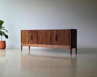 Solid Wood Sideboard Credenza – Mid Century Modern Media Cabinet, Adjustable Shelves, "The Mozart"