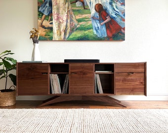 The Sinatra | Solid Wood | Mid-Century Modern Record Console