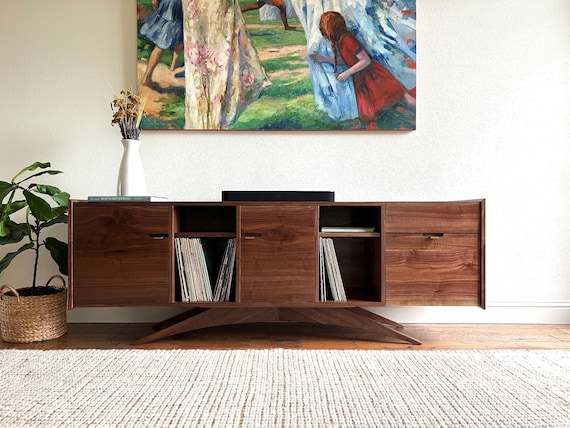 The Sinatra | Solid Wood Record Console | Mid Century Modern Vinyl