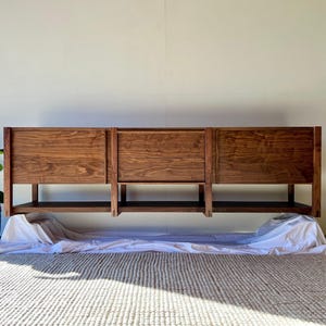 Custom Solid Wood Floating Vanity – Modern Walnut Bathroom Vanity – Handmade Double or Single Vanity – Mid-Century Inspired Design