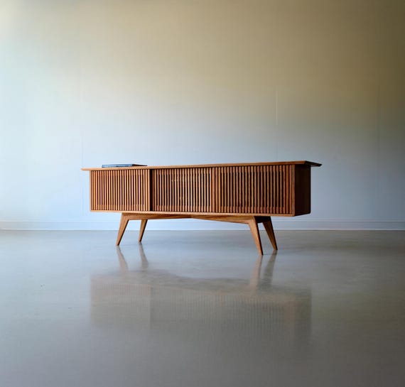 The Louvre | Mid-century Modern Media Console | Solid Wood Record