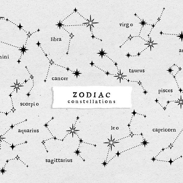 Zodiac constellation SVG, Astrology svg file for CRICUT, Celestial art print, Horoscope svg, Gemini, libra, cancer zodiac svg, Boho CLIPART