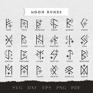 Celestial Moon Runes SVG, Viking symbol svg files for CRICUT, Mystical Celtic Runes clipart PNG, Mythology svg, Celestial runes clipart