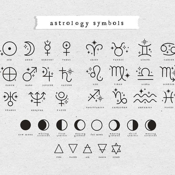 Celestial Astrology Zodiac symbols SVG, Moon phases svg files for CRICUT, Zodiac sign CLIPART png, Aries Leo Libra Cancer, Spiritual svg