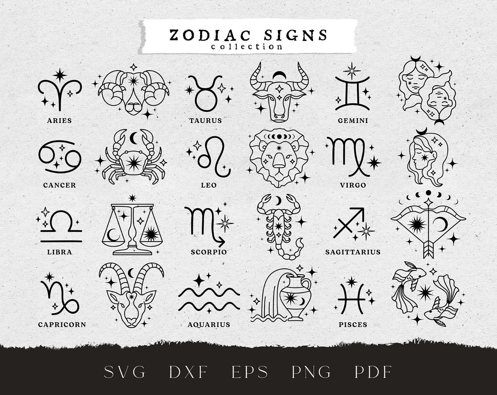 Celestial Zodiac Sign Svg Magical Astrology Horoscope Svg - Etsy
