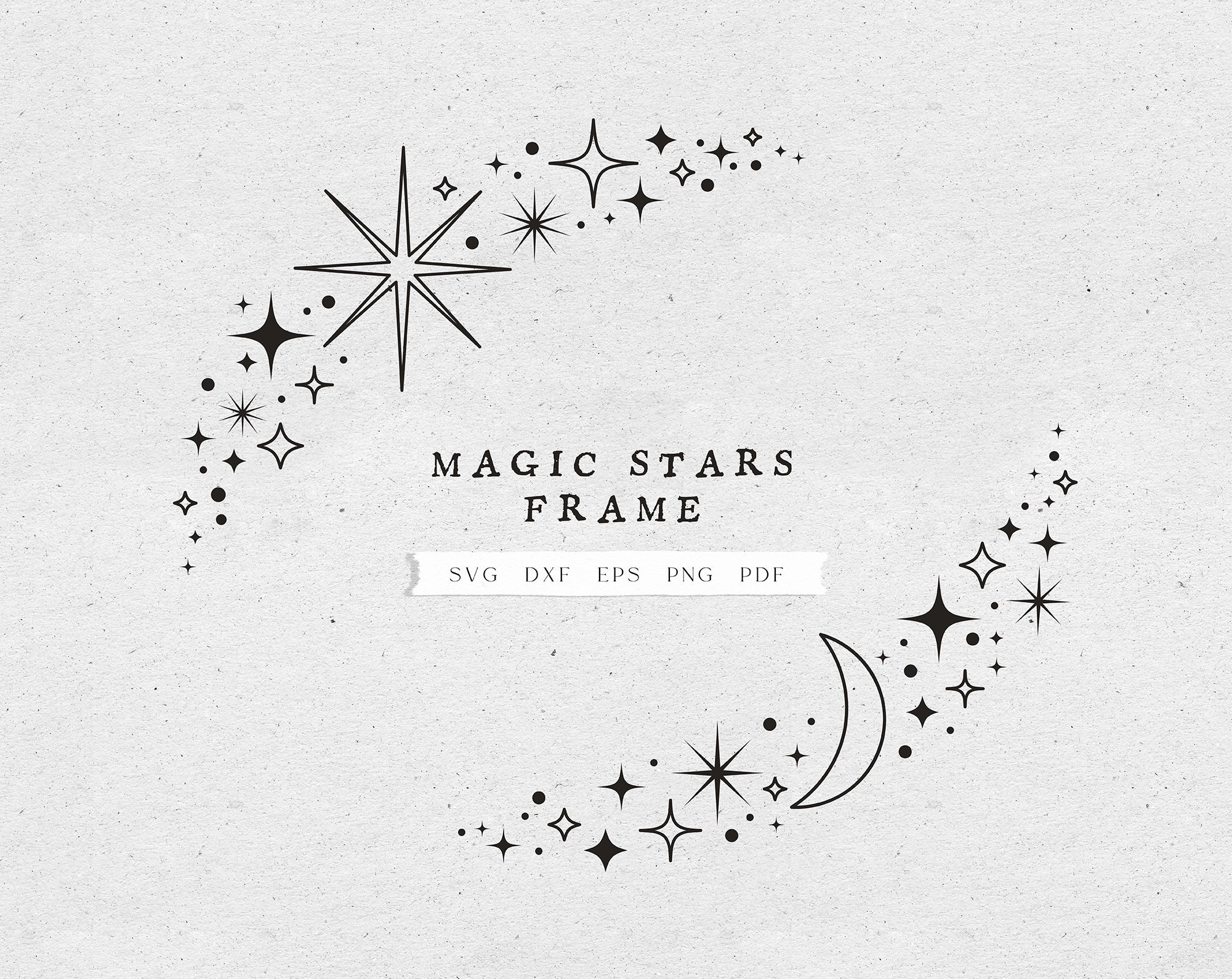 Celestial circle frame SVG, Star frame svg files for CRICUT, Stars and moon svg, Celestial wedding printable frame CLIPART, Galaxy frame png