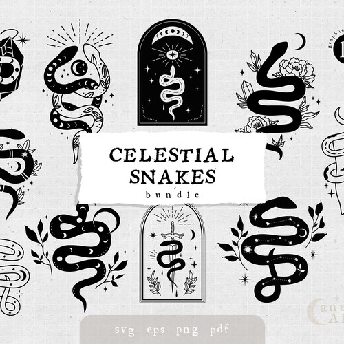 Semi Permanent Tattoo Snake Celestial Astrological Snake  Etsy