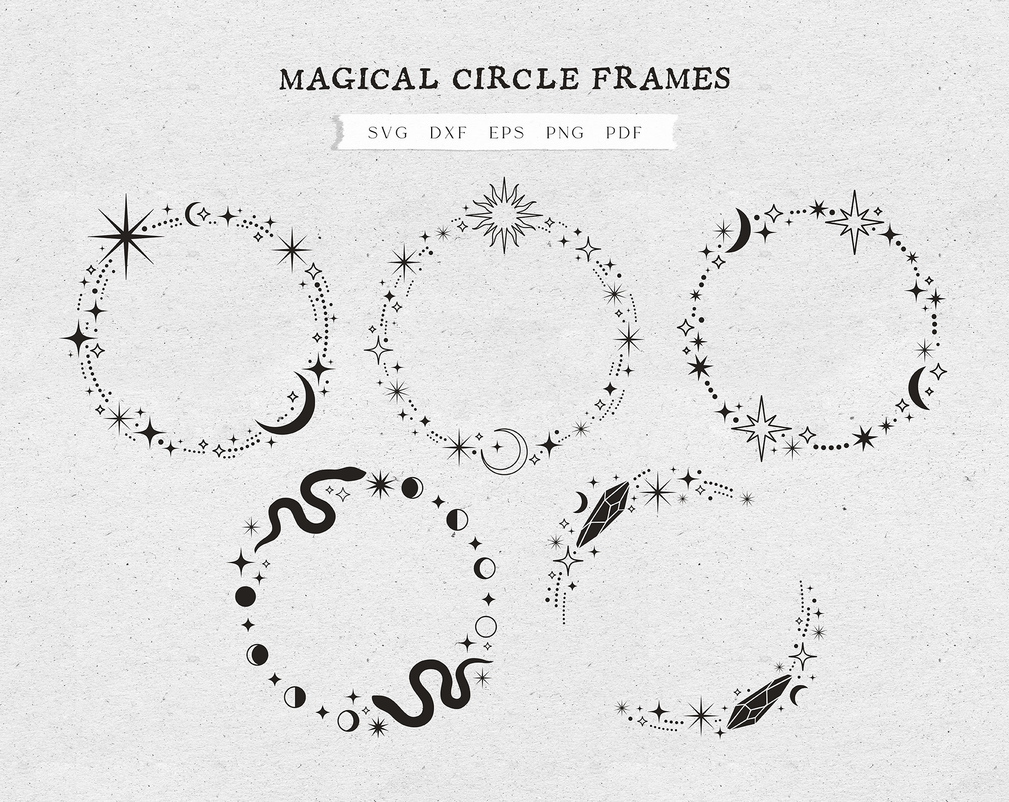 Celestial Circle Frame SVG Moon and Stars Magical Frame Etsy UK