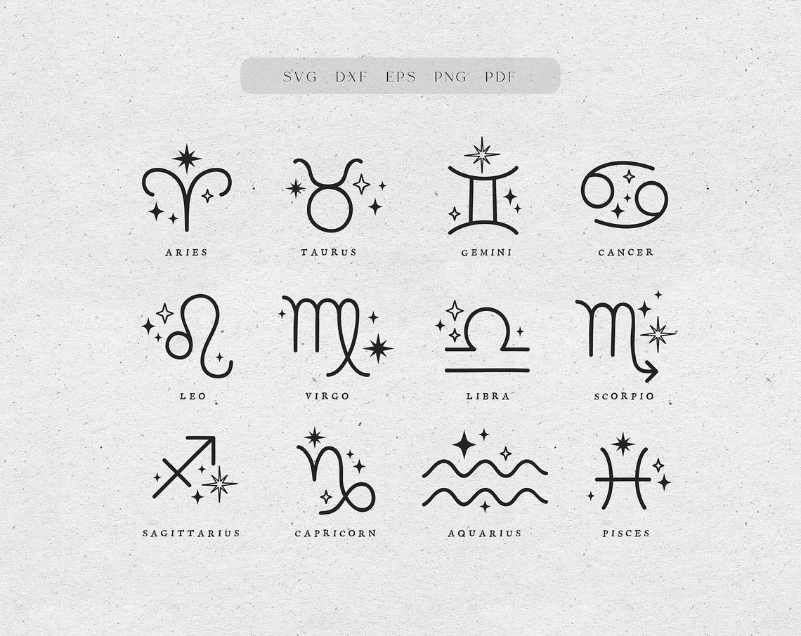 Zodiac Sign Svg Bundle Gemini Svg File for Cricut Astrology | Etsy