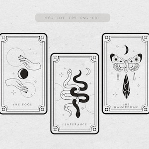 Tarot imprimible celestial SVG, Mystical tarot card svg files for CRICUT, Unique tarot deck, Witchcraft tarot journal CLIPART, The Fool tarot