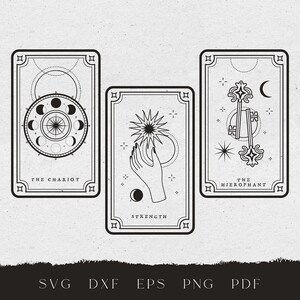 Carta de tarot imprimible svg, Carta de tarot celestial svg, Baraja de tarot única, Tarot de brujería mística svg, El tarot del carro imprimible png