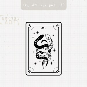 Cartas de tarô svg Arquivo svg celestial para cricut Arte de cobra clipart png Bruxa básica svg Vetor mágico svg Design de camiseta oculta Tatuagem de cobra