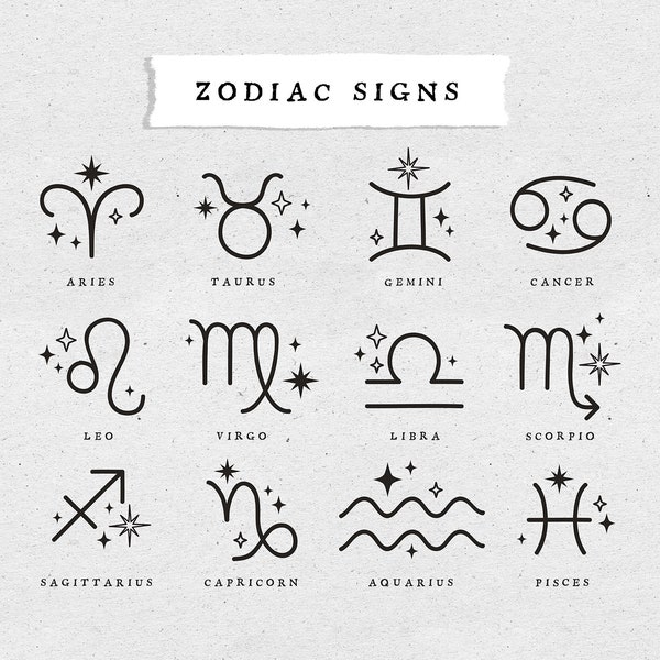 Signe du zodiaque svg bundle Fichier svg Gémeaux pour cricut Astrologie svg Impression d'art céleste Cancer zodiaque clipart png Witchy clipart Utilisation commerciale