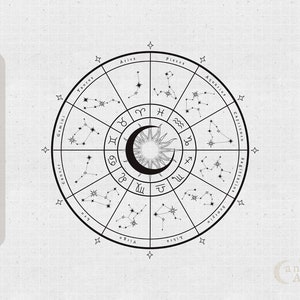 Himmlisches Tierkreisrad SVG, Astrologie SVG, Sternzeichen Sternbild SVG-Dateien für CRICUT, Horoskop SVG, Krebs, Zwillinge Sternzeichen CLIPART