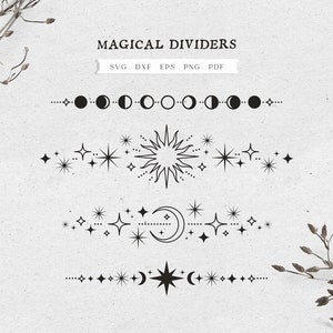 Cadre céleste SVG, Fichiers svg diviseur magique pour cricut, Mariage céleste IMPRIMABLE, Phase de lune svg CLIPART, Mariage sorcière
