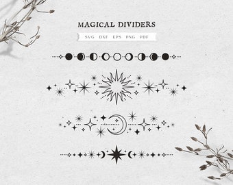 Celestial frame SVG, Magical divider svg files for cricut, Celestial wedding PRINTABLE, Moon phase svg CLIPART, Witchy wedding