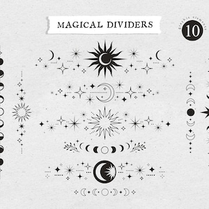 Cornice celeste SVG, file SVG divisore magico per cricut, matrimonio celeste STAMPABILE, fase lunare SVG CLIPART, matrimonio stregonesco