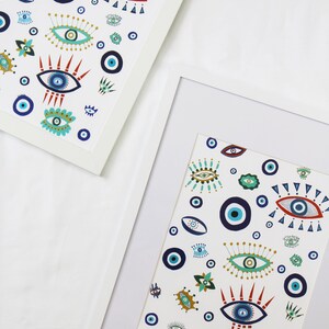 Cool Hues Evil Eye (Nazar) Print, Boho Wall Art, Hamsa Wall Art, Seeing Eye, Third Eye, Mid Century Decor, Evil Eye Wall Art, Evil Eye Print