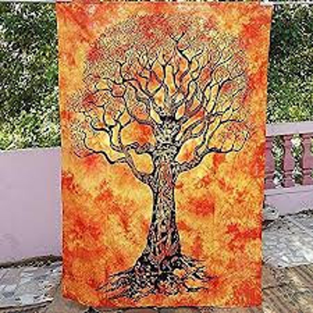 Orange Tree of Life Tapestry Psychedelic Wall Hanging Tree of Wall
