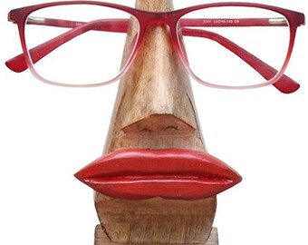 Maazcreations Wooden Nose Shaped Eyeglass Spectacle Holder Display Stand Home Decorative Red Lips Shape ( Free Shipping Worldwide )