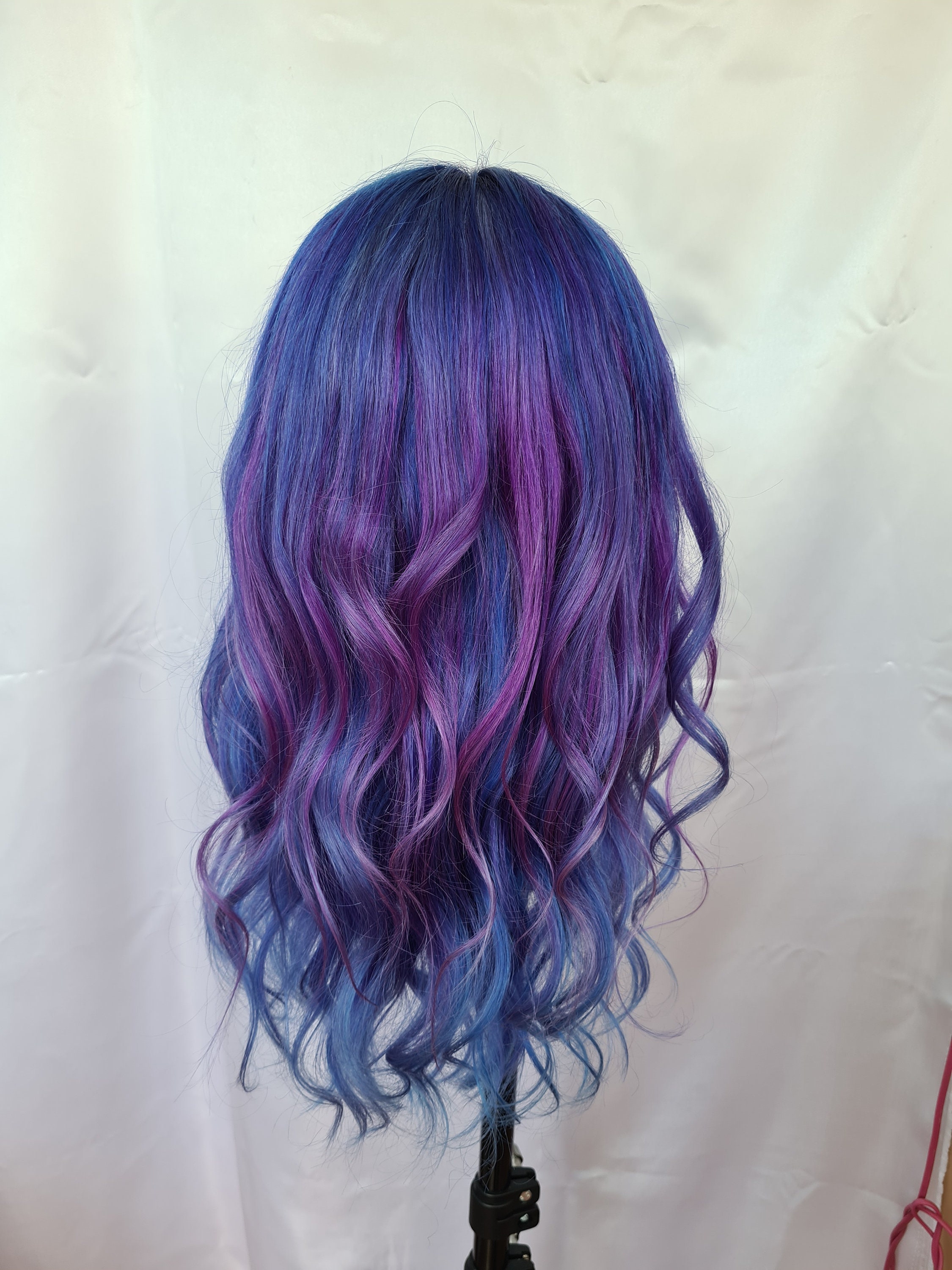 Novalunosis Human hair blue purple wig | Etsy