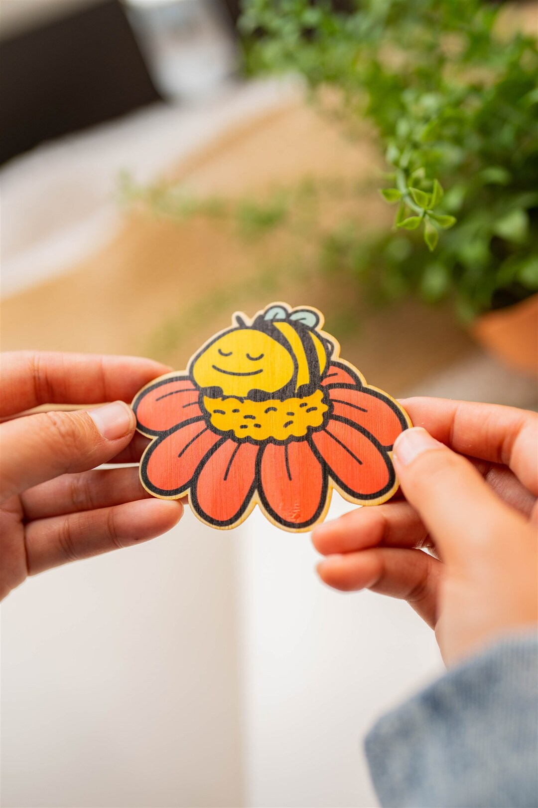Sleepy Bee Bamboo Sticker I Kawaii Wood Sticker I Sustainable Kawaii ...