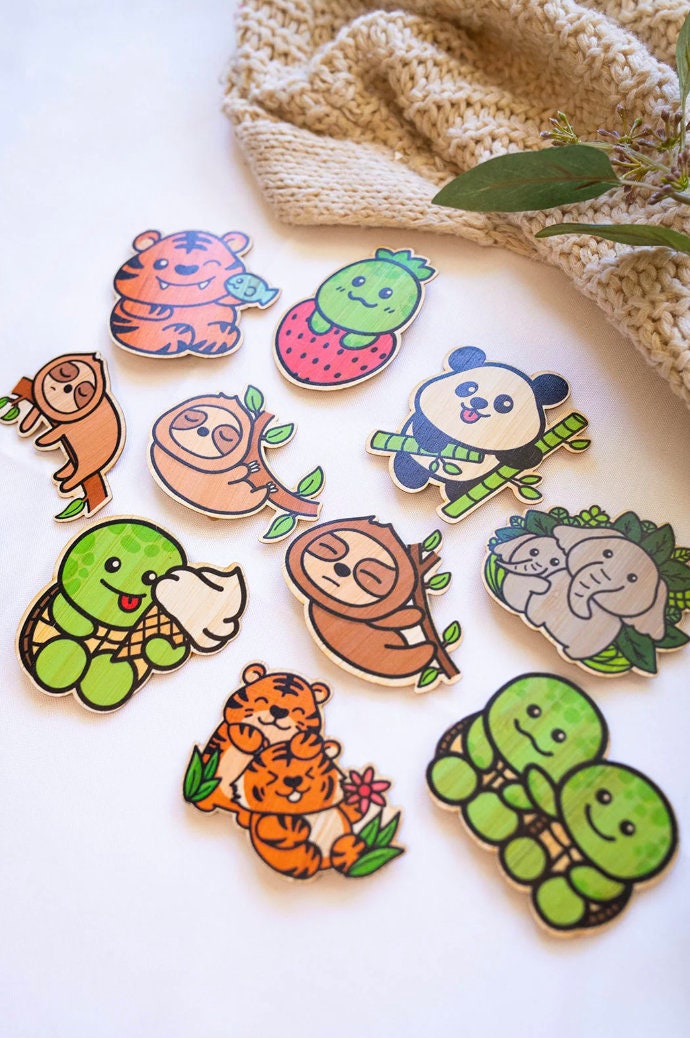 Zoo Animal Bamboo Sticker Set - Etsy