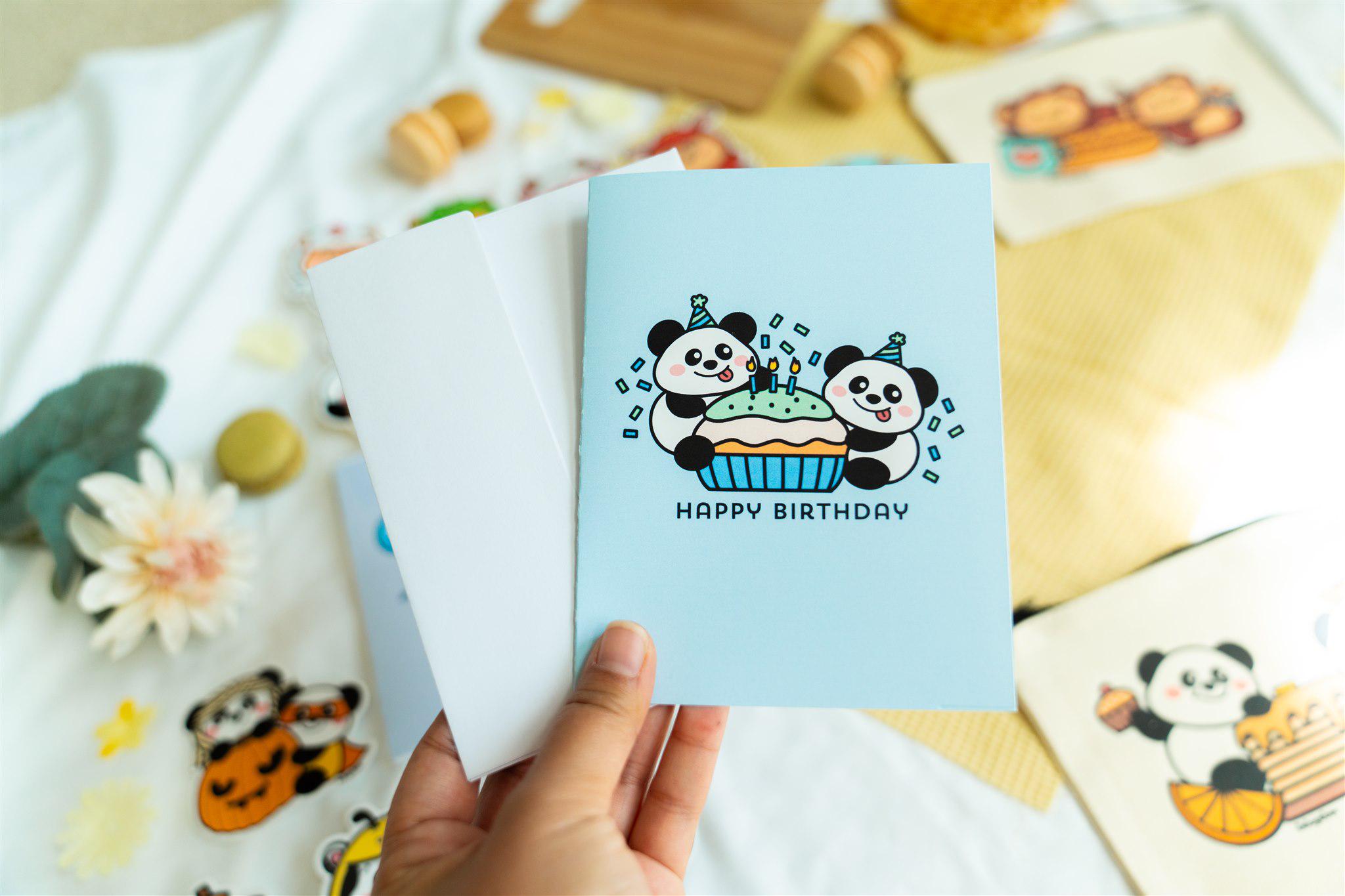 Wee Blue Coo Kawaii Panda Star Happy 13th Birthday Greeting Card With Envelope Blank Inside Premium Quality