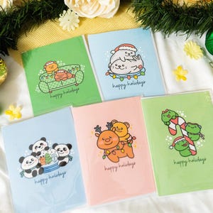 Conjunto de 5 lindos cartões de felicitações de boas festas I Cartões coloridos de Natal