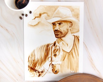 Shemar Moore SWAT Cowboy Art Print: Horse Coffee Painting, Western Decor