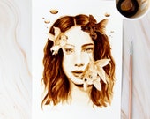 Underwater painting, Modern wall art, Coffee painting, fancy goldfish painting, Fish wall art, contemporary art, Fairytale art, Fish poster
