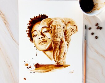 Elephant Poster, Willow Smith Coffee Painting: Feminist Art Print