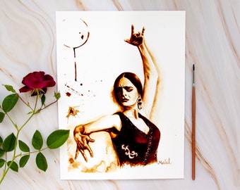 Flamenco Dancer Coffee Painting: Dramatic Emotional Art dance recital