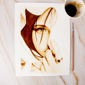 Adivino del café, Pintura del café, Cartel del café, Arte místico, Decoración de la cafetería, Arte misterioso, Regalo de psicología, Arte del grano de café, Gitano